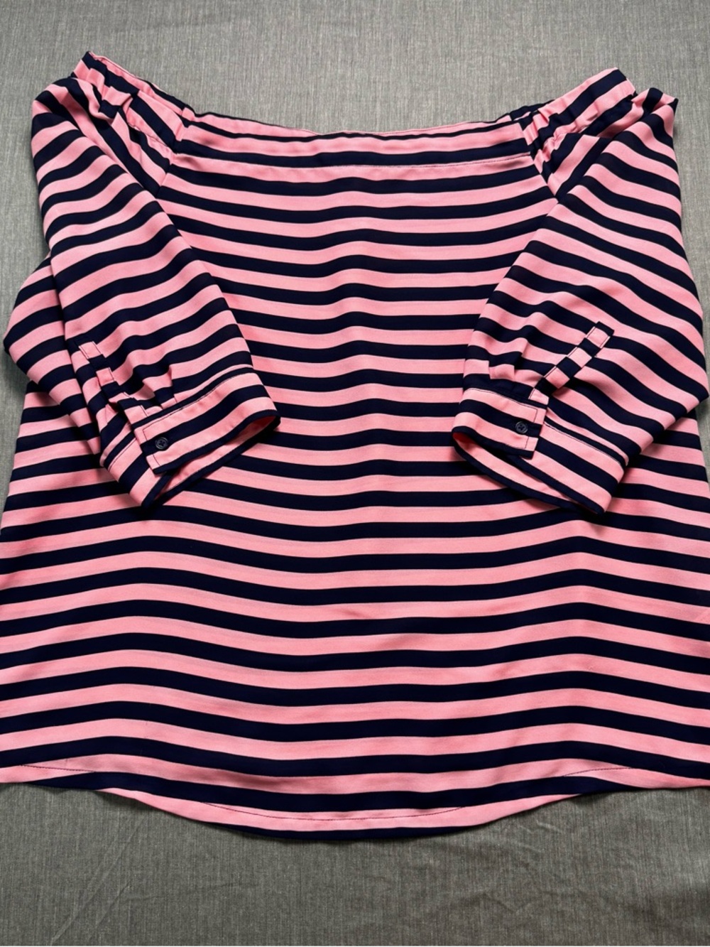 Banana Republic Off The Shoulder Blouse Women’s Size XL Striped Casual Pink Blue